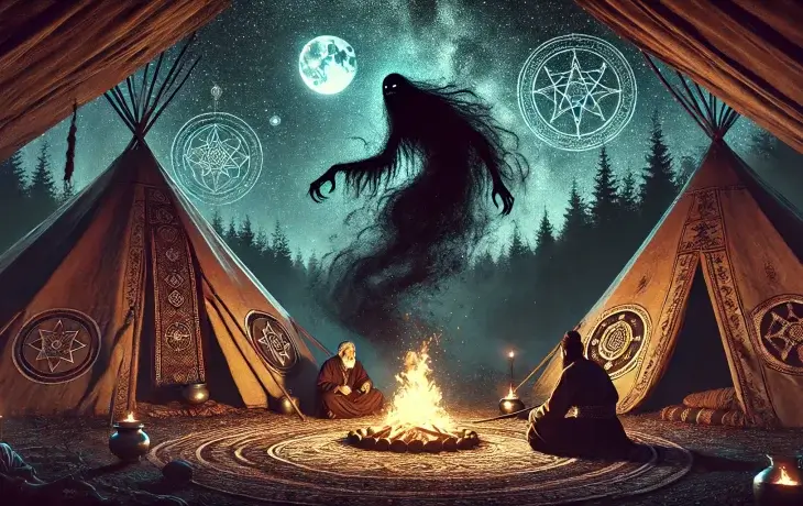 Karakura – Ateş başında toplanan şamanların karşısına çıkan karanlık gölge ruhun, korkunun kişileşmiş hali